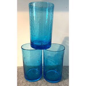 3 Artland  Inc. Iris Turquoise High Ball Blown Glass Glasses  #2035